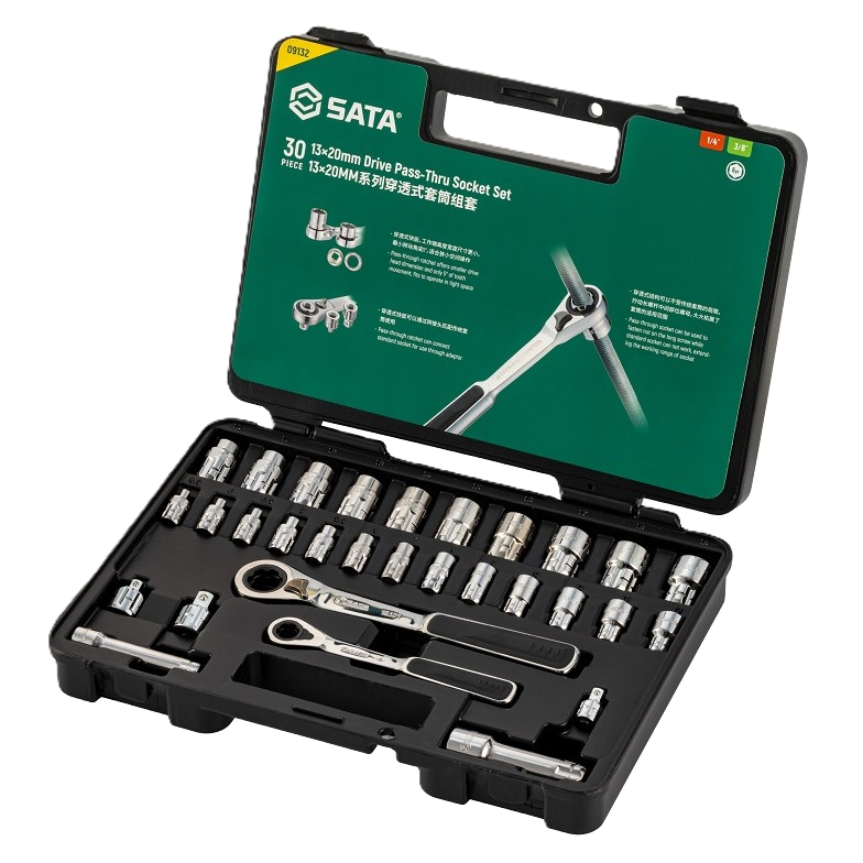 09132 30Pc. 13&2MM Dr. Pass-thru Ratcheting Set