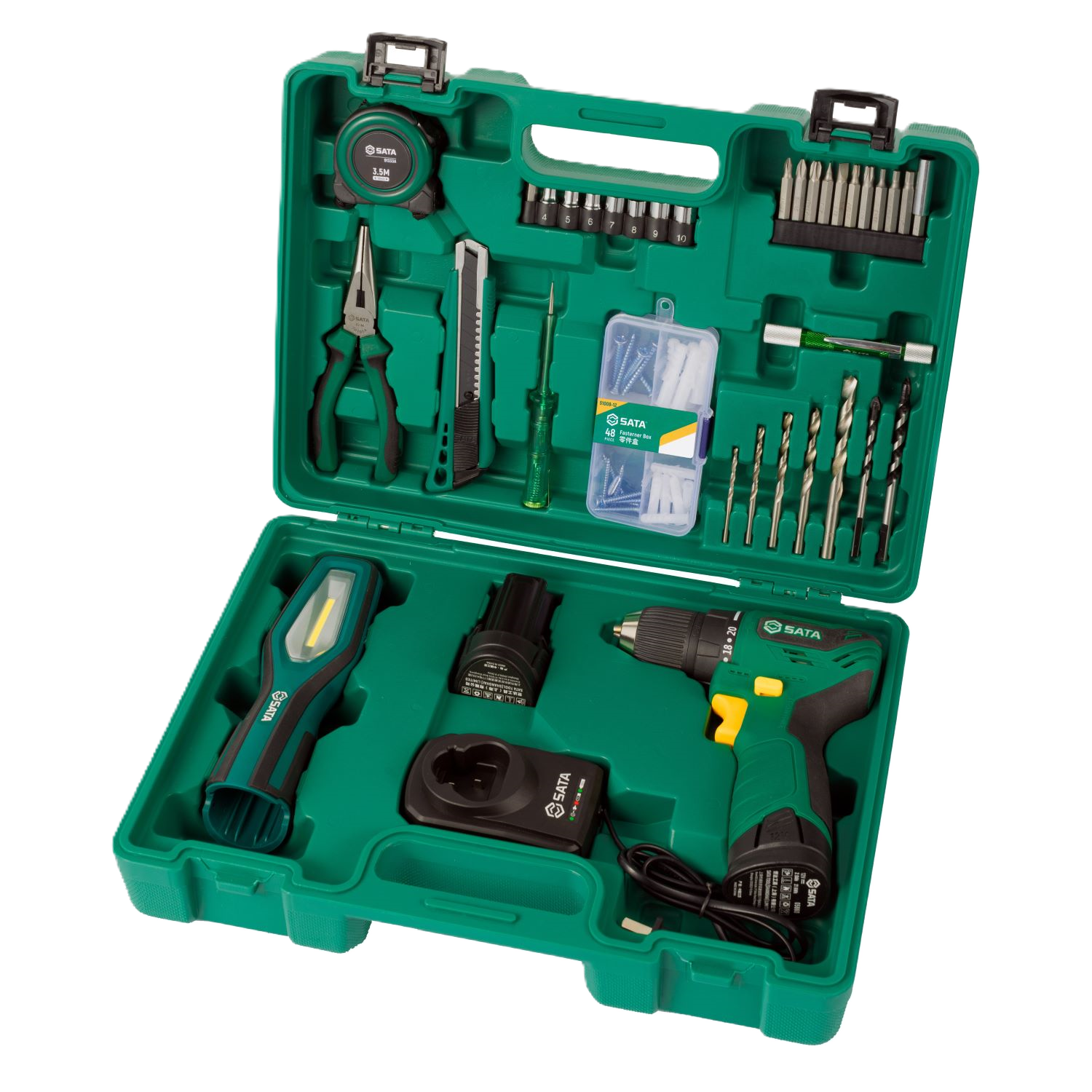 51007 88Pc.12V Li-Ion Drill/ Worklight Outdoor Mechanics Tool Set