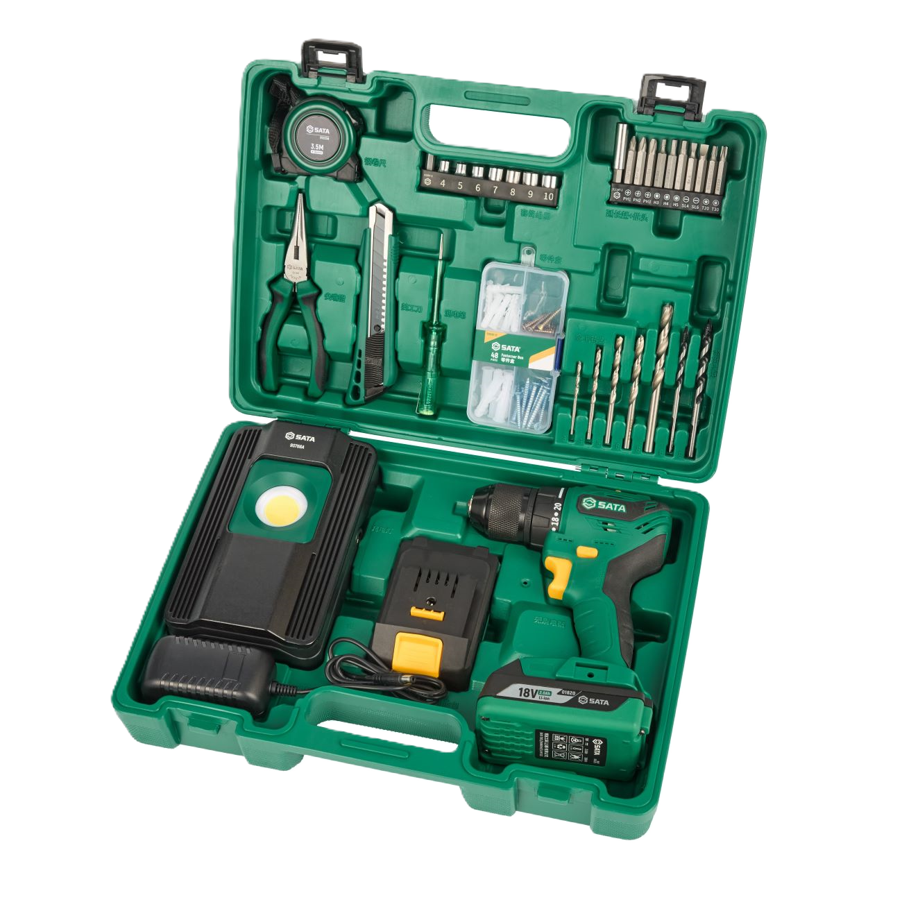 51108 88Pc.18V Li-Ion Drill/ Worklight Outdoor Mechanics Tool Set