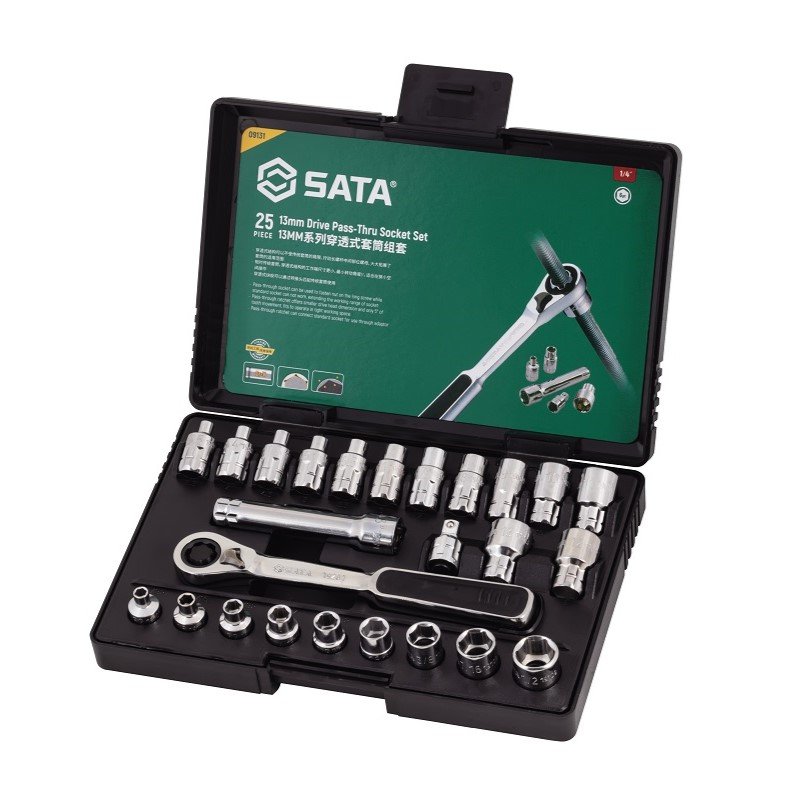 ST09131SJ 25 Pc. 1/4” Drive 6 Point Metric/SAE Pass-Thru Socket Set